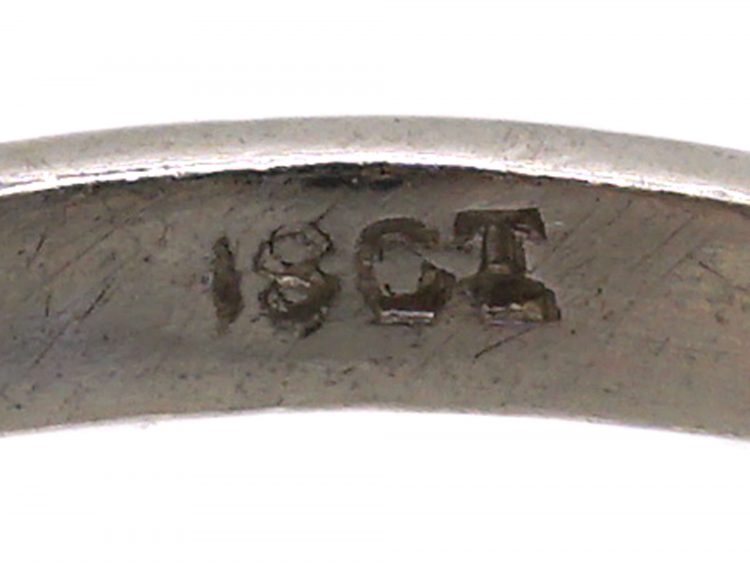 Art Deco 18ct White Gold, Sapphire & Diamond Square Ring