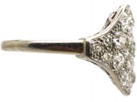 Art Deco Platinum, Pave Set Old Mine Cut Diamond Oval Cluster Ring