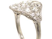 Art Deco Platinum, Pave Set Old Mine Cut Diamond Oval Cluster Ring