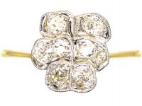 Edwardian 18ct Gold & Platinum, Diamond Pansy Ring