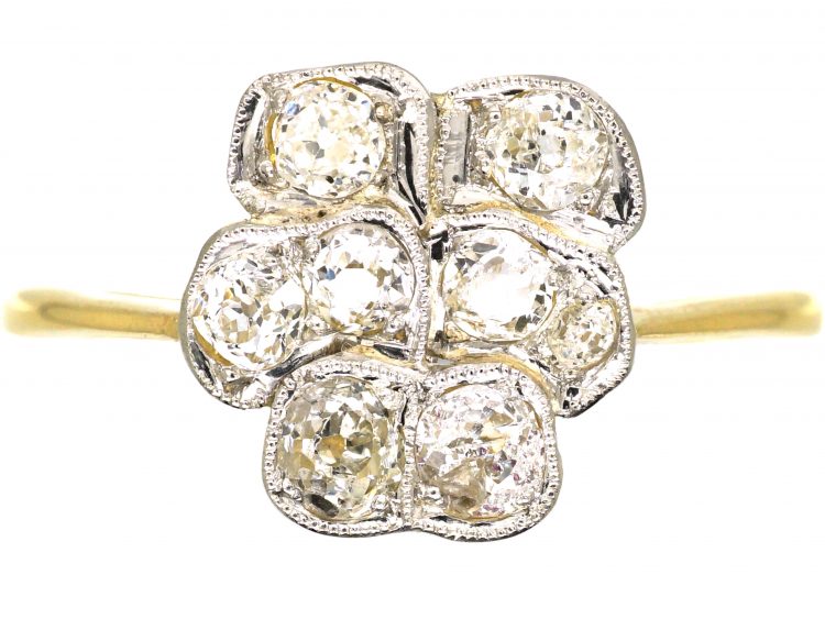 Edwardian 18ct Gold & Platinum, Diamond Pansy Ring