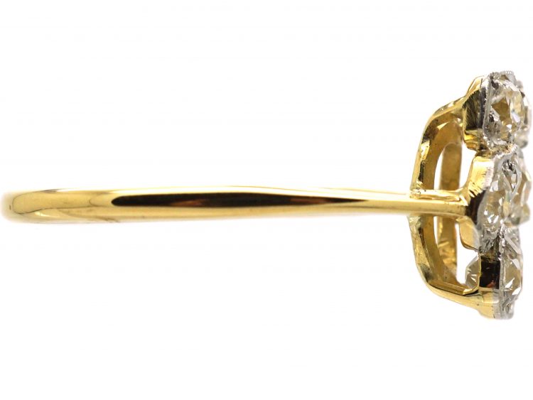 Edwardian 18ct Gold & Platinum, Diamond Pansy Ring
