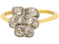 Edwardian 18ct Gold & Platinum, Diamond Pansy Ring