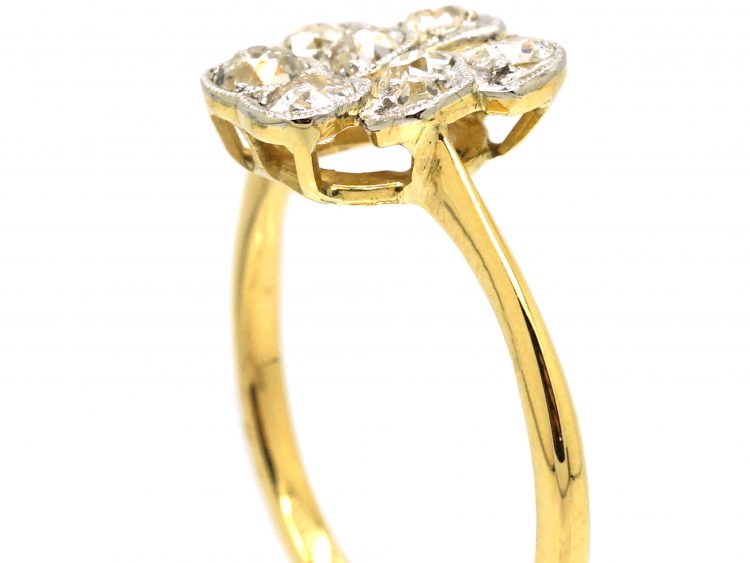Edwardian 18ct Gold & Platinum, Diamond Pansy Ring