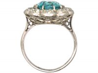 Early 20th Century Platinum, Large Zircon & Diamond Cluster Ring