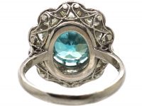 Early 20th Century Platinum, Large Zircon & Diamond Cluster Ring