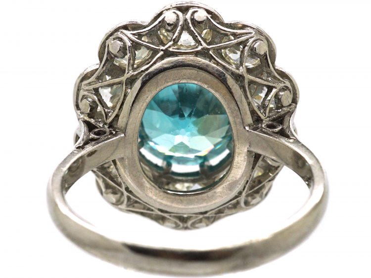 Early 20th Century Platinum, Large Zircon & Diamond Cluster Ring