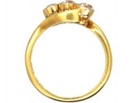 Edwardian 18ct Gold & Platinum, Three Stone Diamond Crossover Ring