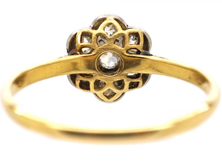 Edwardian 18ct Gold & Platinum, Diamond Daisy Cluster Ring