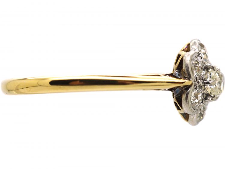 Edwardian 18ct Gold & Platinum, Diamond Daisy Cluster Ring