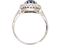 Early 20th Century Platinum, Sapphire & Diamond Oval Cluster Ring