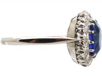 Early 20th Century Platinum, Sapphire & Diamond Oval Cluster Ring