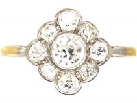 Edwardian 18ct Gold & Platinum, Diamond Cluster Ring