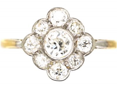 Edwardian 18ct Gold & Platinum, Diamond Cluster Ring