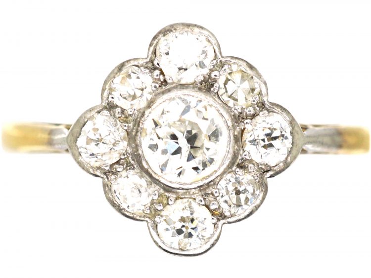 Edwardian 18ct Gold & Platinum, Diamond Cluster Ring