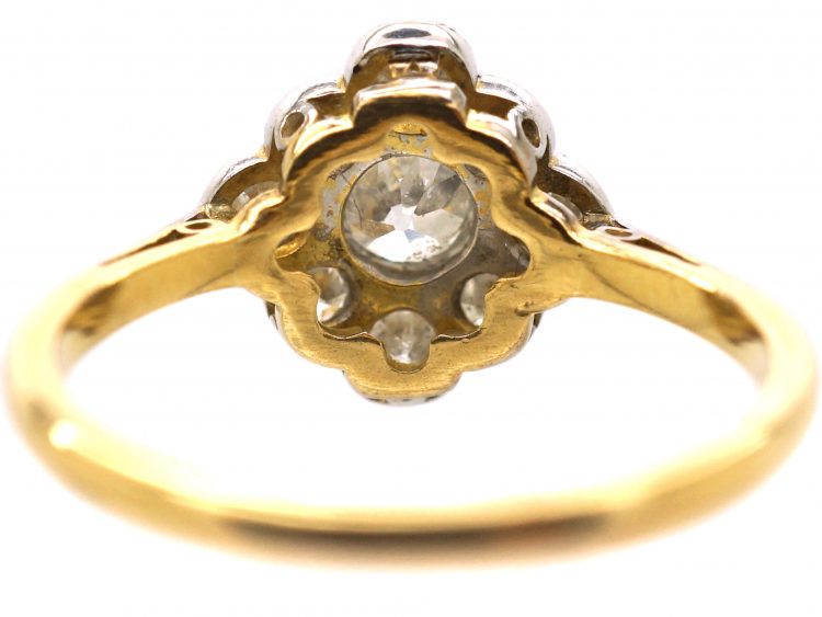 Edwardian 18ct Gold & Platinum, Diamond Cluster Ring