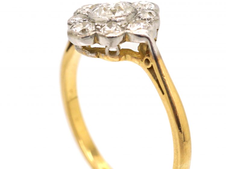 Edwardian 18ct Gold & Platinum, Diamond Cluster Ring