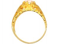 Art Nouveau 18ct Gold, Ornate Pierced Ring set with an Opal