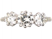 Early 20th Century Platinum Three Stone Diamond Ring