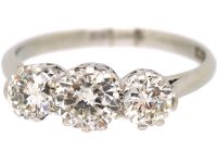 Early 20th Century Platinum Three Stone Diamond Ring