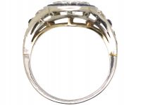 Art Deco Platinum & 18ct White Gold, Sapphire & Diamond Oval Cluster Ring