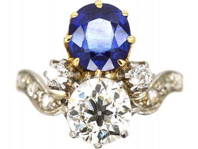 Edwardian 18ct Gold & Platinum, Sapphire & Diamond Tiara Ring