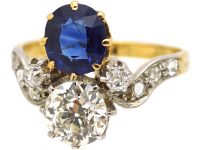 Edwardian 18ct Gold & Platinum, Sapphire & Diamond Tiara Ring