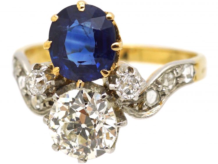 Edwardian 18ct Gold & Platinum, Sapphire & Diamond Tiara Ring