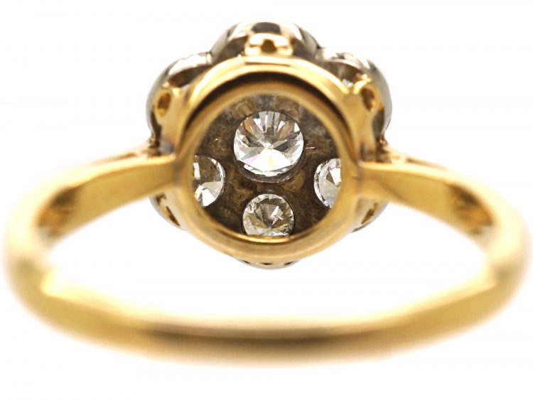 Edwardian 18ct Gold & Platinum, Diamond Daisy Cluster Ring