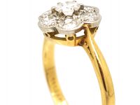 Edwardian 18ct Gold & Platinum, Diamond Daisy Cluster Ring