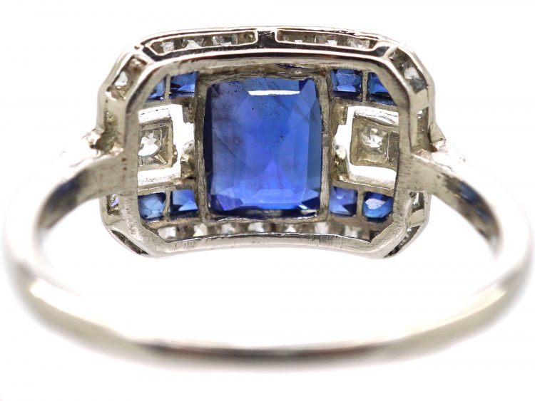 Art Deco Platinum, Sapphire & Diamond Ring