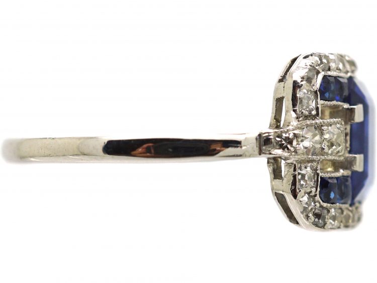 Art Deco Platinum, Sapphire & Diamond Ring