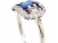 Art Deco Platinum, Sapphire & Diamond Ring