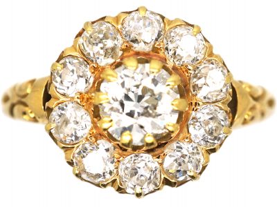 Victorian 18ct Gold & Diamond Cluster Ring