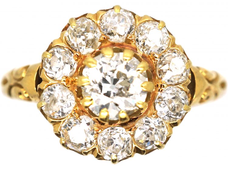 Victorian 18ct Gold & Diamond Cluster Ring