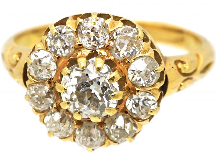 Victorian 18ct Gold & Diamond Cluster Ring