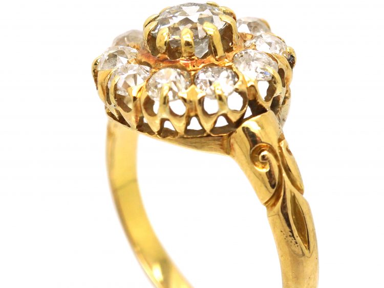 Victorian 18ct Gold & Diamond Cluster Ring