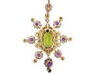 15ct Gold Suffragette Pendant set with Diamonds, Amethyst & a Peridot