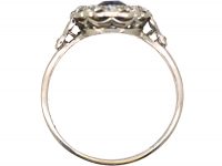 Early 20th Century Platinum, Sapphire & Diamond Oval Cluster Ring with Tiny Sapphire Points