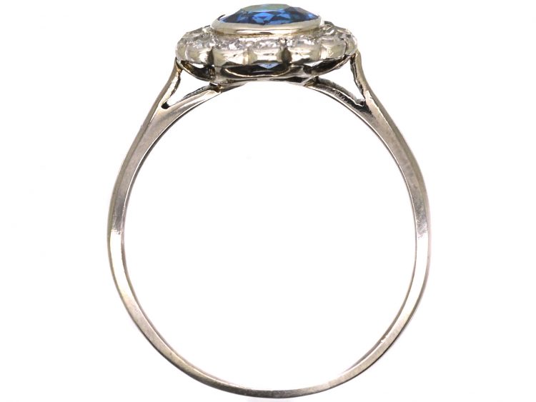 Edwardian Platinum, Sapphire & Diamond Cluster Ring