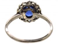 Edwardian Platinum, Sapphire & Diamond Cluster Ring
