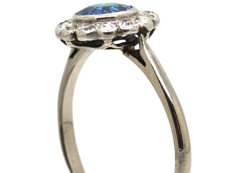 Edwardian Platinum, Sapphire & Diamond Cluster Ring