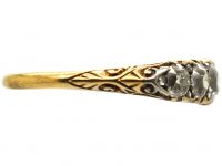 Victorian 18ct Gold Five Stone Diamond Carved Half Hoop Ring