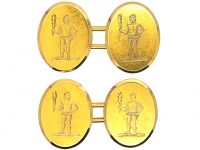 Victorian 18ct Gold Cufflinks Engraved with Savage Men