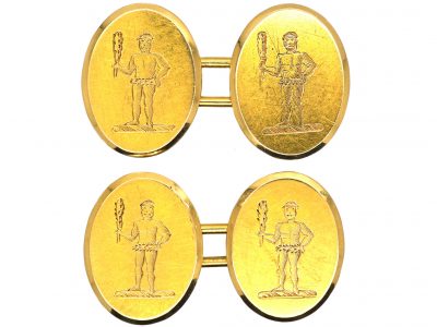 Victorian 18ct Gold Cufflinks Engraved with Savage Men