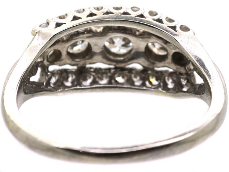 Edwardian 18ct White Gold Three Row Diamond Ring