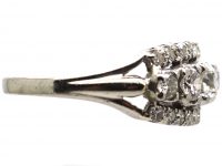 Edwardian 18ct White Gold Three Row Diamond Ring