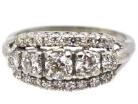 Edwardian 18ct White Gold Three Row Diamond Ring