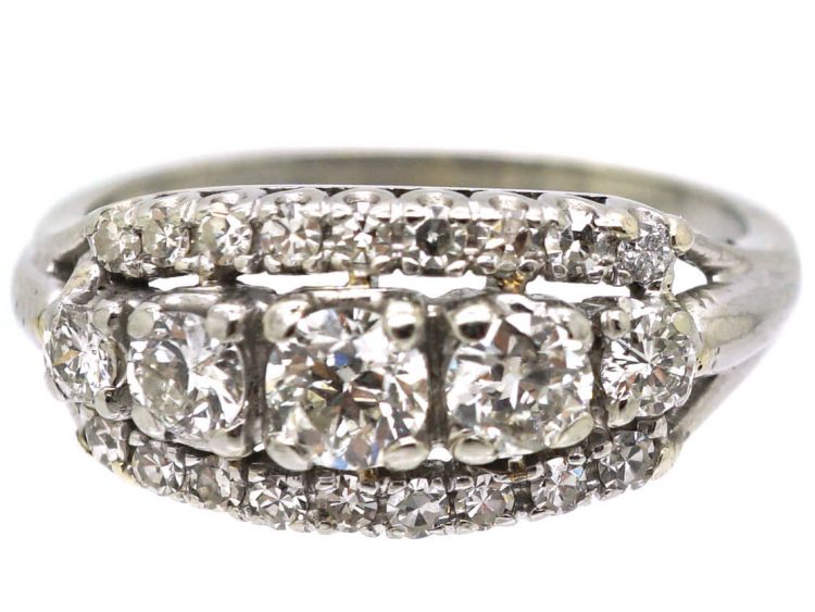 Edwardian 18ct White Gold Three Row Diamond Ring