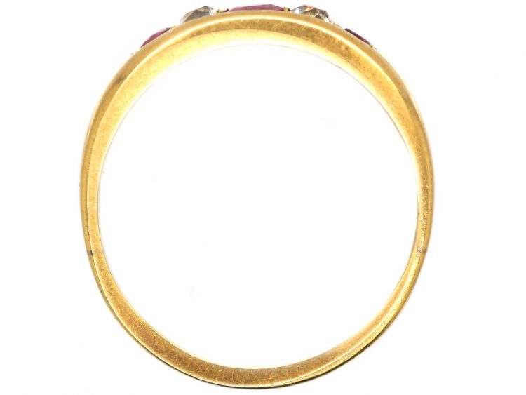 Edwardian 18ct Gold, Pink Sapphire & Diamond Five Stone Ring